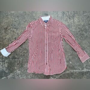 Baker by Ted Baker Red and White Kids Button Down Shirt Size 8 Cotton